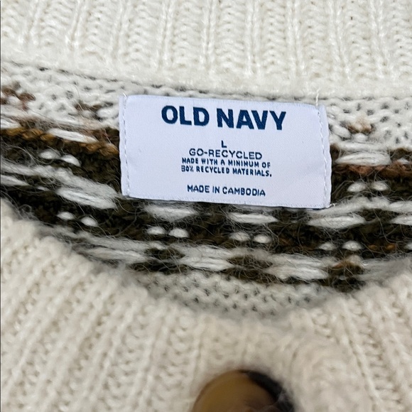 Old Navy Women's Cream and Black Patterned Cardigan - Picture 2 of 6